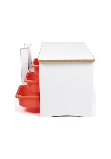 Industrial Living 3 Çekmeceli Çocuk Etkinlik Masası - Beyaz Mdf - Beyaz  -  Kırmızı