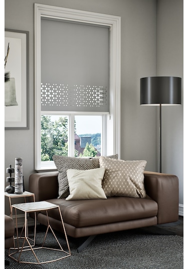 Perdea Lazer Kesim Mat Stor Perde, Lazer Kesimli Klasik Serisi, C-4004 Antrasit Renk