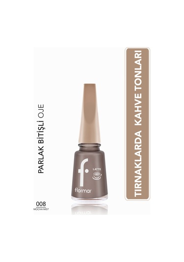 Flormar Latte Nail Enamel Yüksek Pigmentli & Parlak Bitişli Oje 008 Mocha Mıst