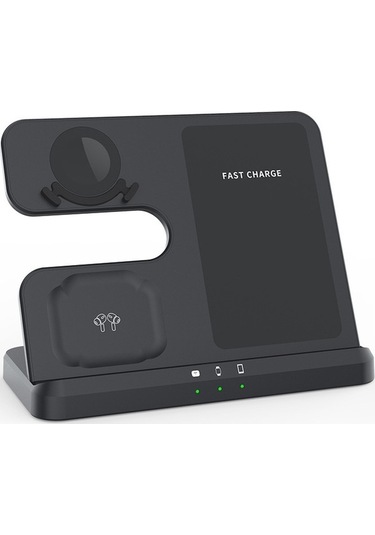 Pazly Samsung Uyumlu 3'lü Kablosuz Şarj Seti - Telefon, Saat Ve Kulaklık, Pratik Ve Dayanıklı Şarj Cihazı Siyah