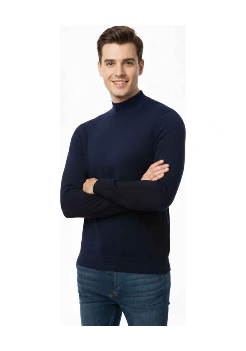 Erkek Yarım Balıkçı Kazak Çelik Örgü Regular Kalıp 4241b Bgl-st04854 Lacivert