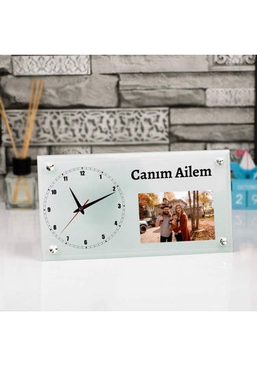 Kişiye Özel Fotoğraflı Masa Üstü Cam Saat