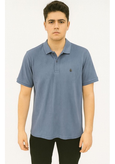 Classics Men Gewer Relax Fit Erkek Kısa Kol Polo Yaka Tshirt - 7352 Mavi