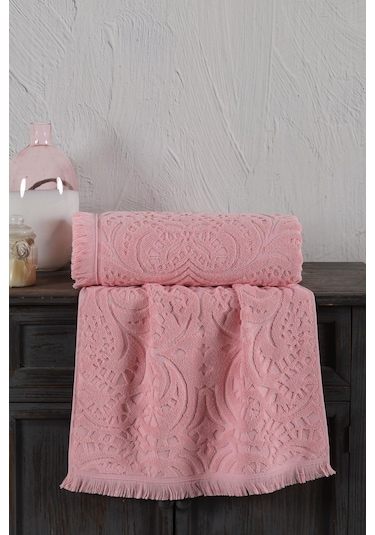 Varol Jacquard %100 Pamuk El Havlusu 50x90cm Pudra-50x90cm Pudra
