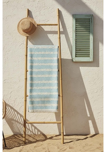 Turkuaz Çizgili %100 Pamuklu Plaj Havlusu 70x140 Cm Çok Renkli