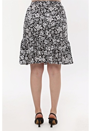 Nurören Midi Boy Viskon Kumaş Çiçek Desenli Etek