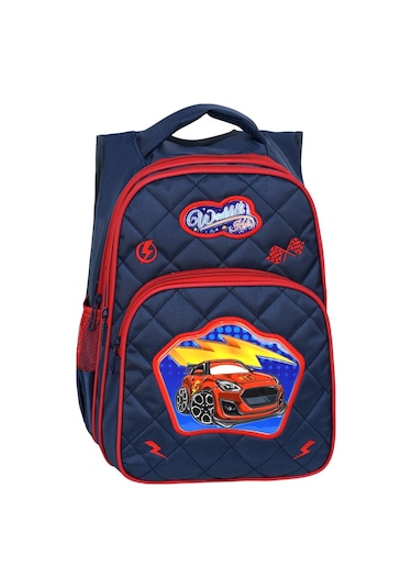 Waddell Lisanslı Araba Desenli Emboss İlköğretim Okul Sırt Çantası Ve Beslenme Çantası