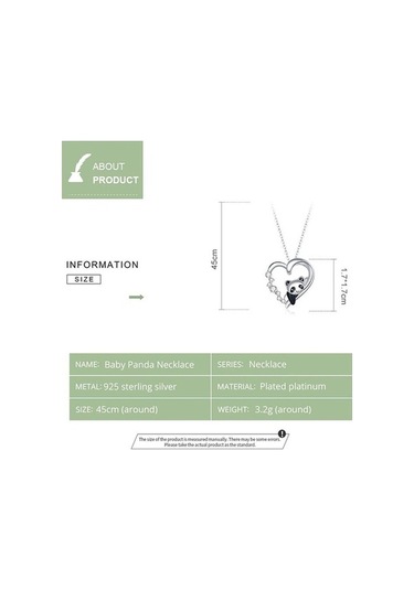 Novahub 925 Ayar Gümüş Panda Kolye, 17.7 İnç Zincir, Kadınlar İçin, Ayarlanabilir, Yıldönümü/hediye Gümüş