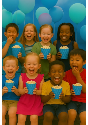 Mısır Kutusu Pop Corn Kutusu Dalgalı Mavi Desenli / 8 Parça