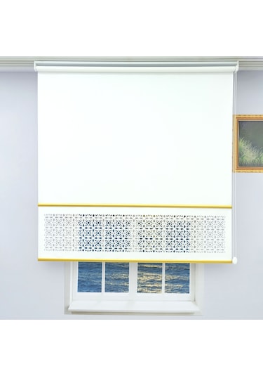 Lazer Kesim Stor Perde - Gold Lama Detaylı 001