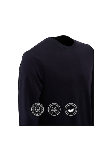 Elemge Pamuklu Erkek Sweatshirt Lacivert Soft Touch Relax Fit Basic Bisiklet Yaka 3 Iplik Nefes Alan