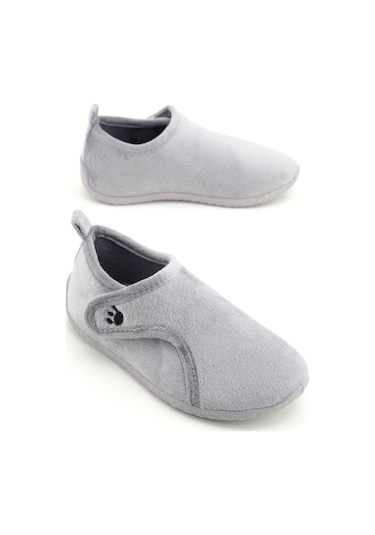 Gezer Kışlık Kız Çocuk Rahat Taban Cırt Cırtlı Ayarlanabilir Ev Okul Kreş Panduf Ayakkabı Gri