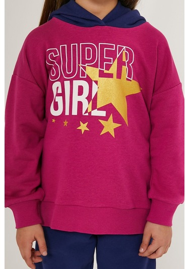 Rolypoly Super Girl Koyu Pembe Kız Çocuk Eşofman Takımı Mint