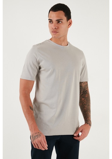 Buratti Pamuklu Regular Fit Bisiklet Yaka Erkek T Shirt 59020204 Kül