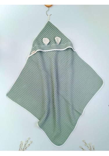 Ekru Pike Bebek Battaniyesi Doğal Organik Uyku Çift Taraflı Bebek Havlu Örtü Yenidoğan Mevsimlik Yeşil