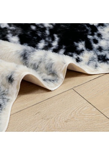 Oturma Odası İçin Büyük Boy İnek Baskılı Dana Derisi Suni Deri Kaymaz Antiskid Mat Halı