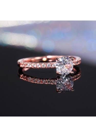 Altın 1 Adet Erkek Işıltılı Ve Göz Kamaştırıcı Zirkonya Nişan Veya Alyans Onun İçin 9 Altın