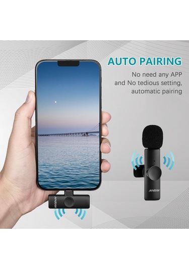 Andoer Onetriggertwo Mini 2.4g Kablosuz Mikrofon Sistemi 2 Verici + 1 Alıcı Klips