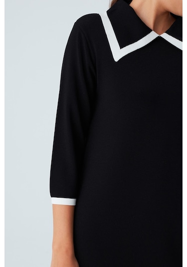 Peraluna Grace Dress Rahat Kesim A Form Rayon Kadın Triko Elbise Siyah