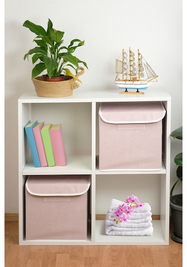 Pudra Çizgili Kapaklı Kutu Siyah