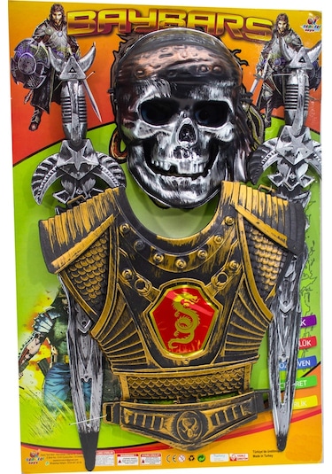 Oyuncak Korsan Set Kılıc Zırh Korsan Maske Dörtlü Set