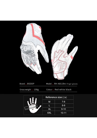 Jeehugo Motosiklet Tam Parmak Eldiveni Beyaz Xxl - Akrilik Fiber Eklem Korumalı, Soluk, Dokunmatik Ekran Uyumlu