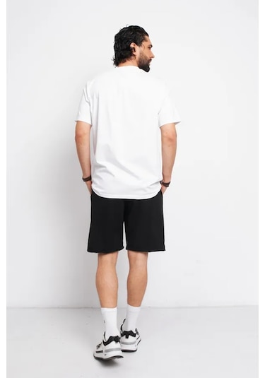 Unisex Pamuklu Rahat Penye Şort Siyah