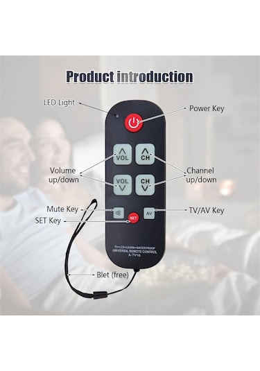 A-tv10 Yaşlılar İçin Tv Uzaktan Kumandası Evrensel Kontrol Cihazı Basit Su Geçirmez