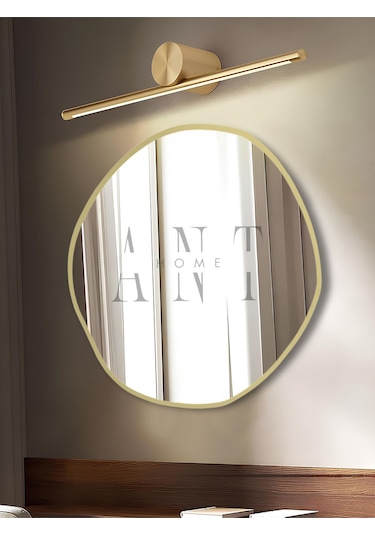 Arya 80 Cm Ayna Asimetrik Ayna, Dekoratif Ayna, Duvar Aynası Banyo Aynası Holl Aynası 80 X 80 Gold