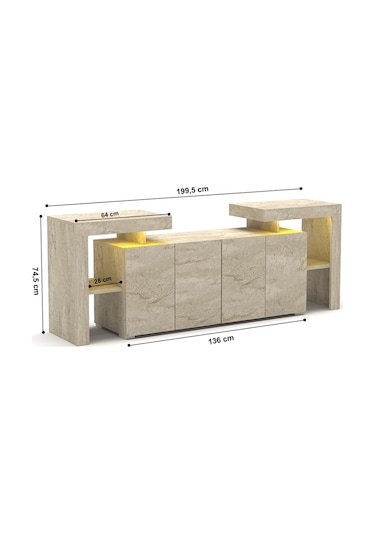 Burc Ledli Konsol 200 Cm Traverten
