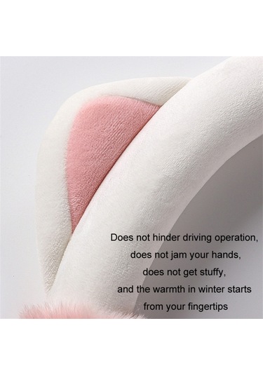 Cbtx 38cm Peluş Direksiyon Kapağı Sevimli Kedi Kaymaz Araç Direksiyon Koruyucusu Kış Sıcaklığı İçin - Lotus Pembesi