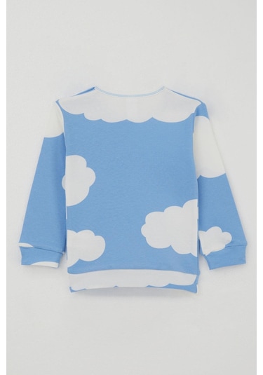 Breeze Erkek Bebek Pijama Takımı Omuzdan Patlı Bulut Desenli 4 Ay-1 Yaş, Mavi Mavi
