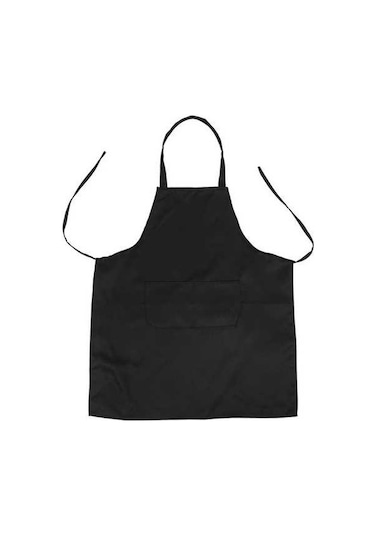 Ulzyvf Unisex Tek Siyah Siyah Orta Önlüğü, Önlüğü Mutfak Cepli Boy Beden 2 Qi Siyah