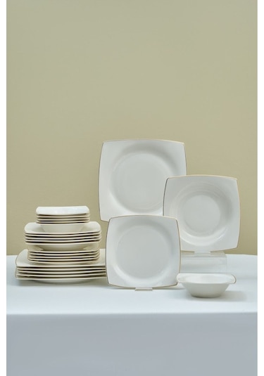 Karaca  Square Bone Mensa 24 Parça 6 Kişilik Yemek Takımı Gold