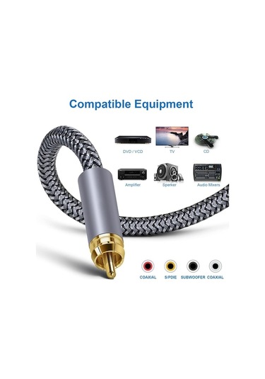 Novahub 5m Saf Bakır Rca Koaksiyel Hıfı Dijital Ses Kablosu Optik , Spdıf Subwoofer Hoparlör Kablosu Gümüş Gri