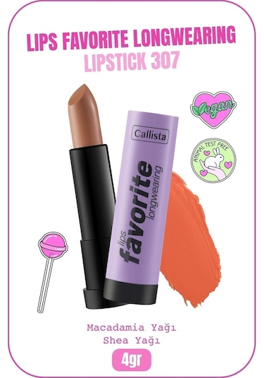 Callista Lips Favorite Longwearing Lipstick Ruj 307 Coffee With Cream - Nude
