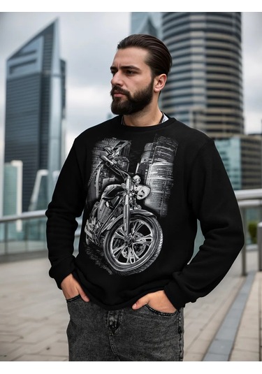 Soping Çift Taraflı Baskılı Polar Sweatshirt 254293809 Siyah