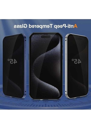 Bloomnest İphone Uyumlu 15 Pro Uyumlu Manyetik Çift Taraflı Anti-gözetleme Temperli Cam Kılıfı Diğer