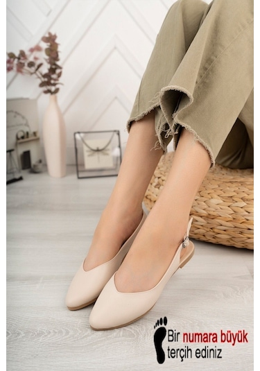 Kadın Misty Krem Cilt Arkası Acık Sivri Burun Günlük Babet-krem Krem