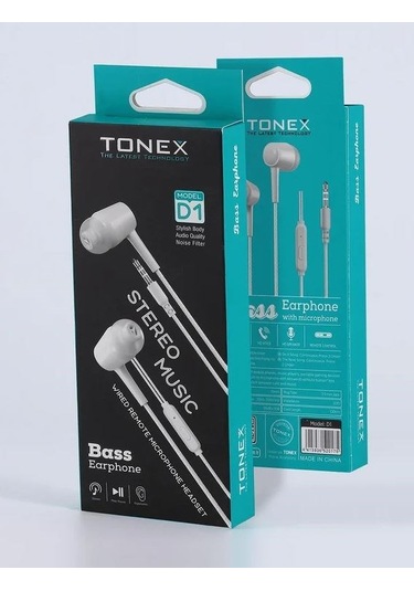 Tonex D1 Bass Earphones Kulak İçi Kablolu Kulaklık 20adet Standlı Kutu Universal