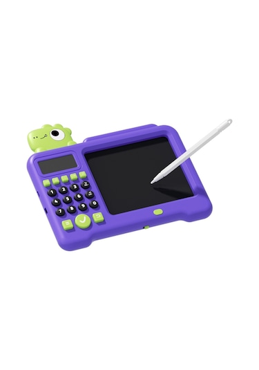 Lcd Ekran Çocuklar İçin Akıllı Hesap Makineli Yazı Çizim Tahtası Mor