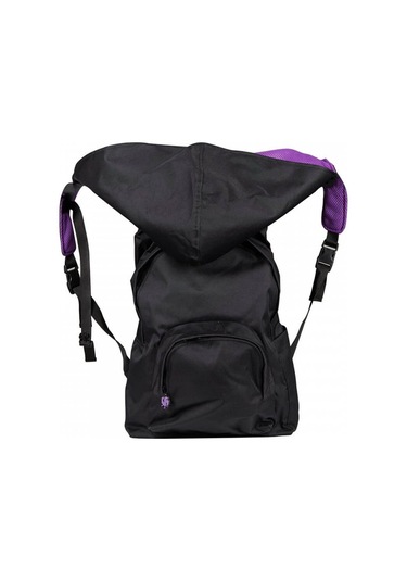 Morikukko Okula Dönüş Siyah Mor Çıkarılabilir Kapüşonlu Notebook Cepli Hafif Sırt Çantası - Siyah