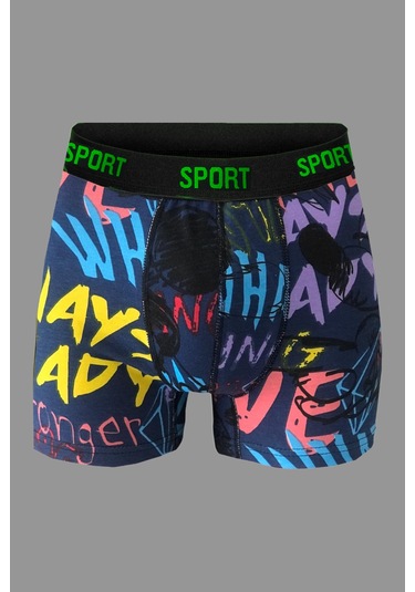 Erkek Desenli 6'Lı Premium Penye Kutu Pamuklu Likralı Boxer Çok Renkli