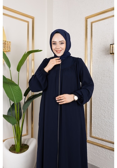 Ön Ve Arka Robalı Ferace - Lacivert / F0142 Lacivert