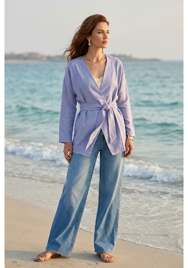 Kadın Kuşaklı Kimono 1177 Mavi