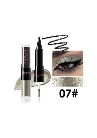Dumanlı Sedefli Yeşil Likit Göz Farı 2'si 1 Arada Glitter Metalik Göz Farı 07 4.2g 01