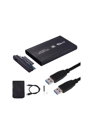 2.5 Inç Usb 3.0 Sata Harddisk Hdd Kutusu 5 Gbps + Kılıf - Siyah