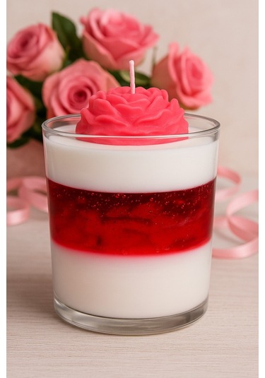 Gül Kokulu Mum Bardakta Gül