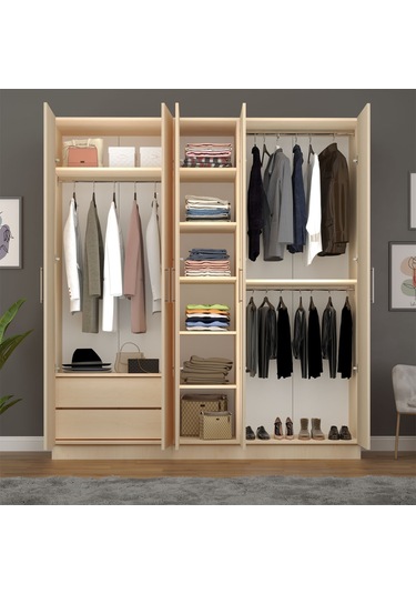 5 Kapaklı Gardırop 200cm Akça Ağaç