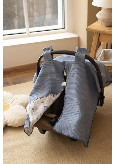 Lizayn Home Pamuklu Çift Taraflı Müslin Puset Örtüsü Lacivert